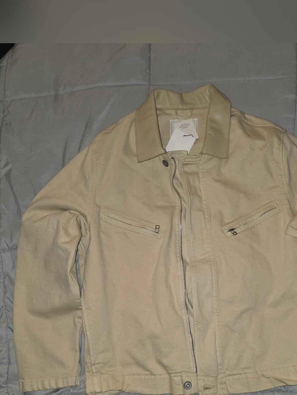 Zara Denim Jacket with Leather Collar - NWT